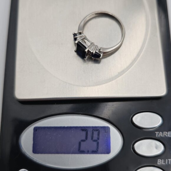 Size 8.25 Sterling Silver Beautiful Blue Sapphires Ring A2875 - Picture 9 of 9